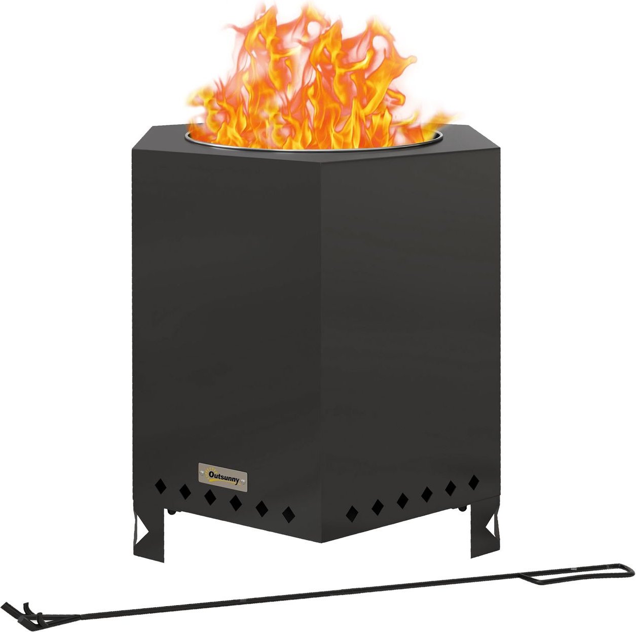 Feuerschale rauchfrei Tischfeuer Feuerstelle mit Schürhaken für Garten