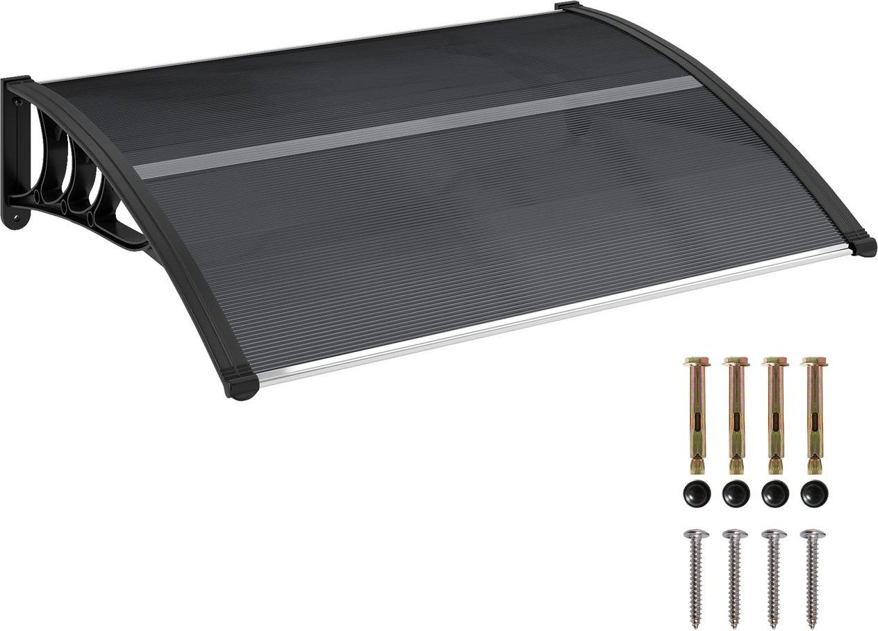 Vordach für Haustür 100 x 75 cm Überdachung aus Aluminium Polycarbonat