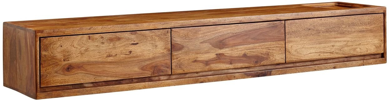 WOHNLING TV Schrank Hängend 160x25x35 cm Lowboard Holz Massiv Fernsehkommode