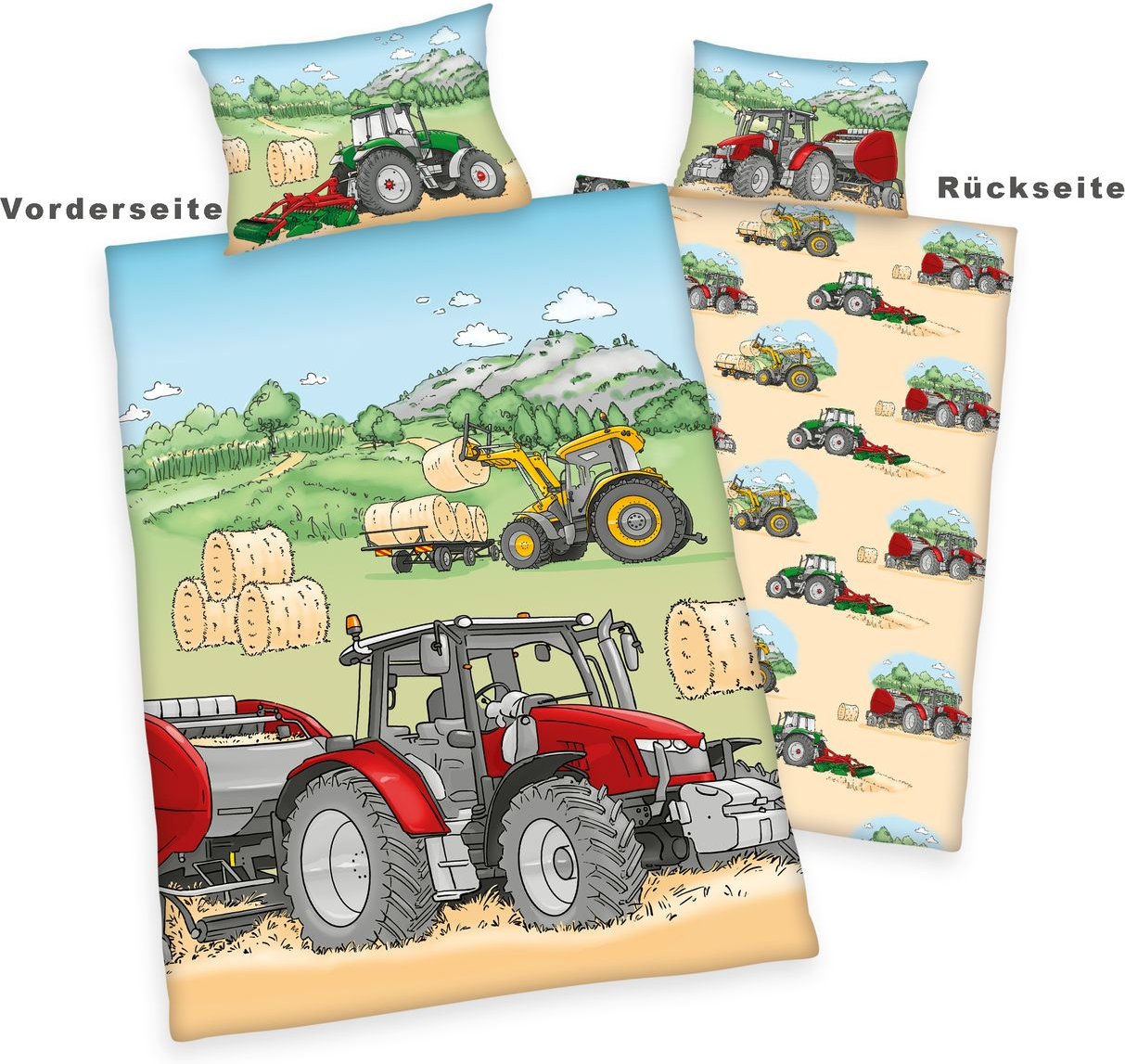 Traktor Bettwäsche "Made in Green" Größe 40x60 + 100x135 cm