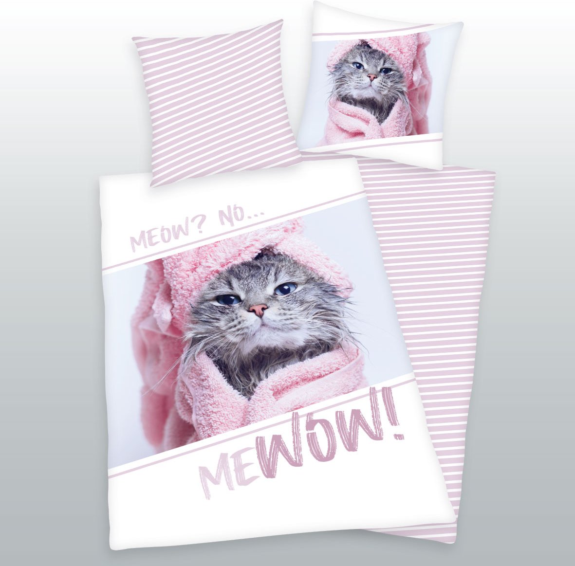 YC Katze Bettwäsche Größe 80x80 + 135x200 cm