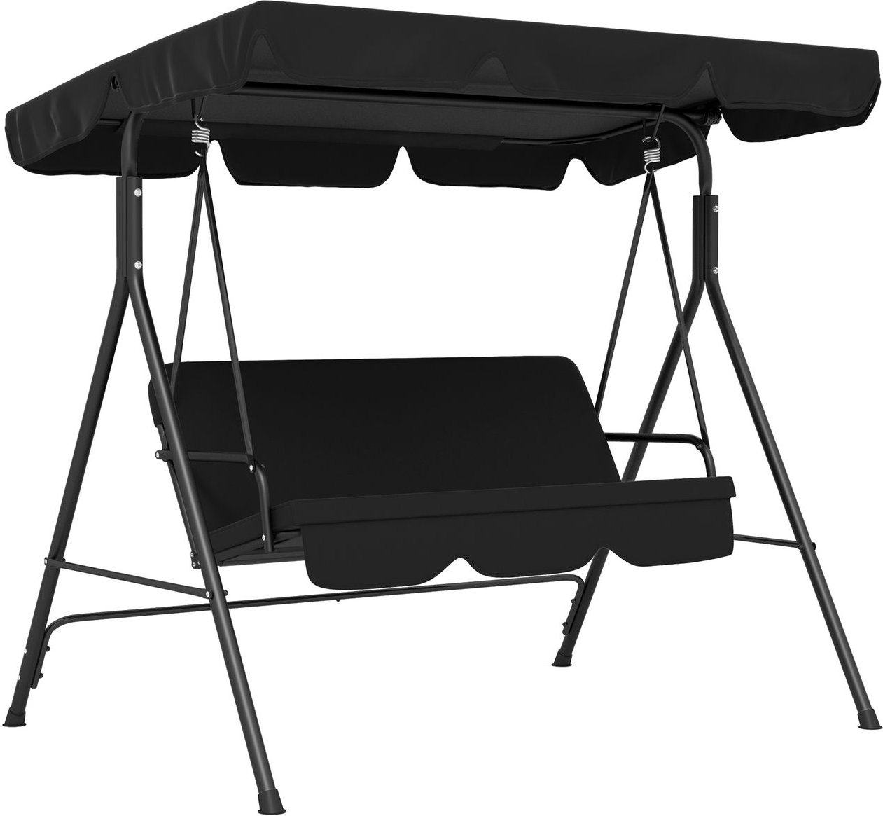 Hollywoodschaukel Gartenschaukel 3-Sitzer mit Dach Stahl Schwarz