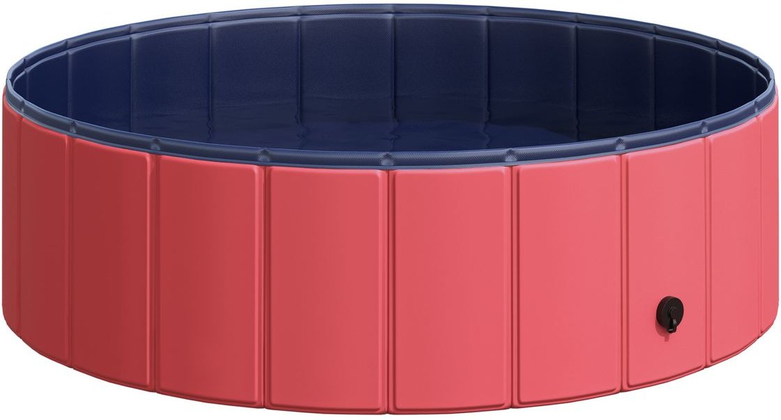 Hundepool Planschbecken Schwimmbecken Schwimmbad Hundebad PVC+Holz F100x30cm Rot