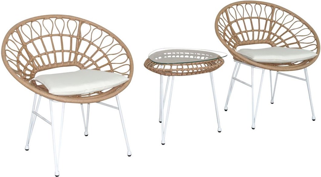 Casual Set 5 tlg. HGS38-BEI helles Rattan mit Sitzkissen in beige