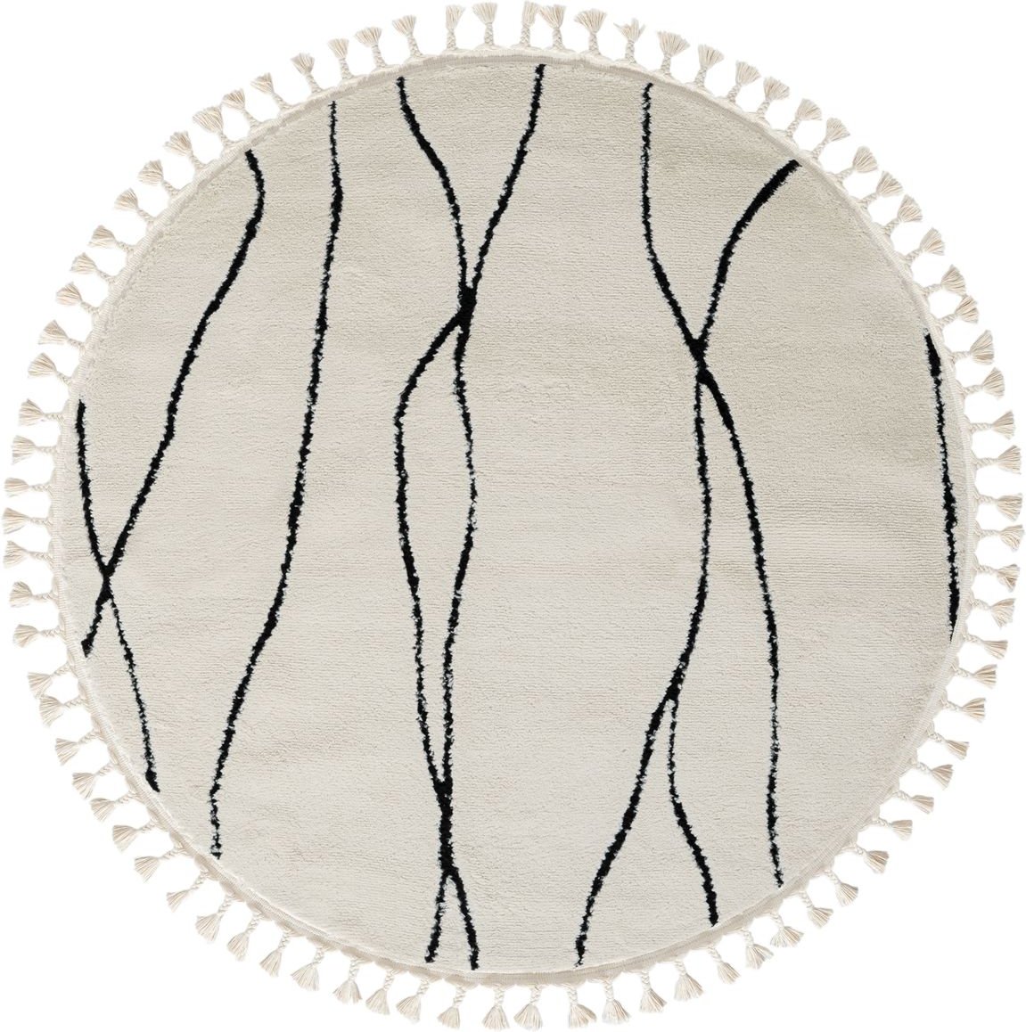 Thumbnail - Teppich Moroccan Refresh, 140 cm x 140 cm, Farbe weiß, rund, Florhöhe 19mm