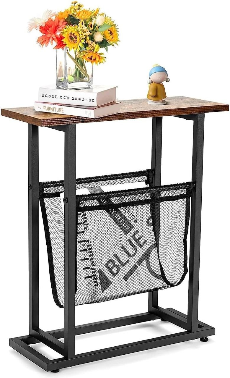 Industrieller Beistelltisch, 2-stufiger schmaler Sofatisch