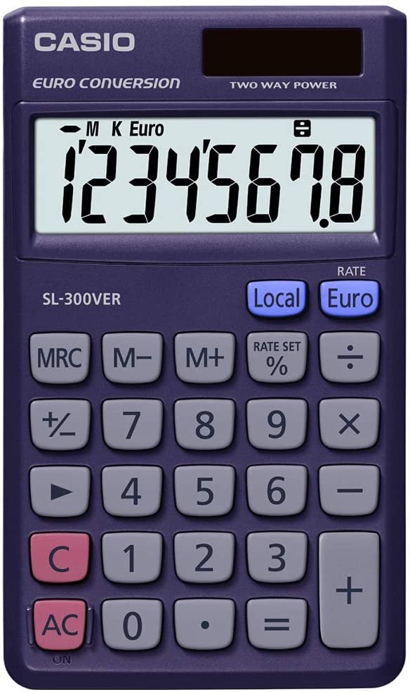 SL-300VERA Taschenrechner Solar/Batterie 8-stellig mit Euro-Umrechnungsfunktion