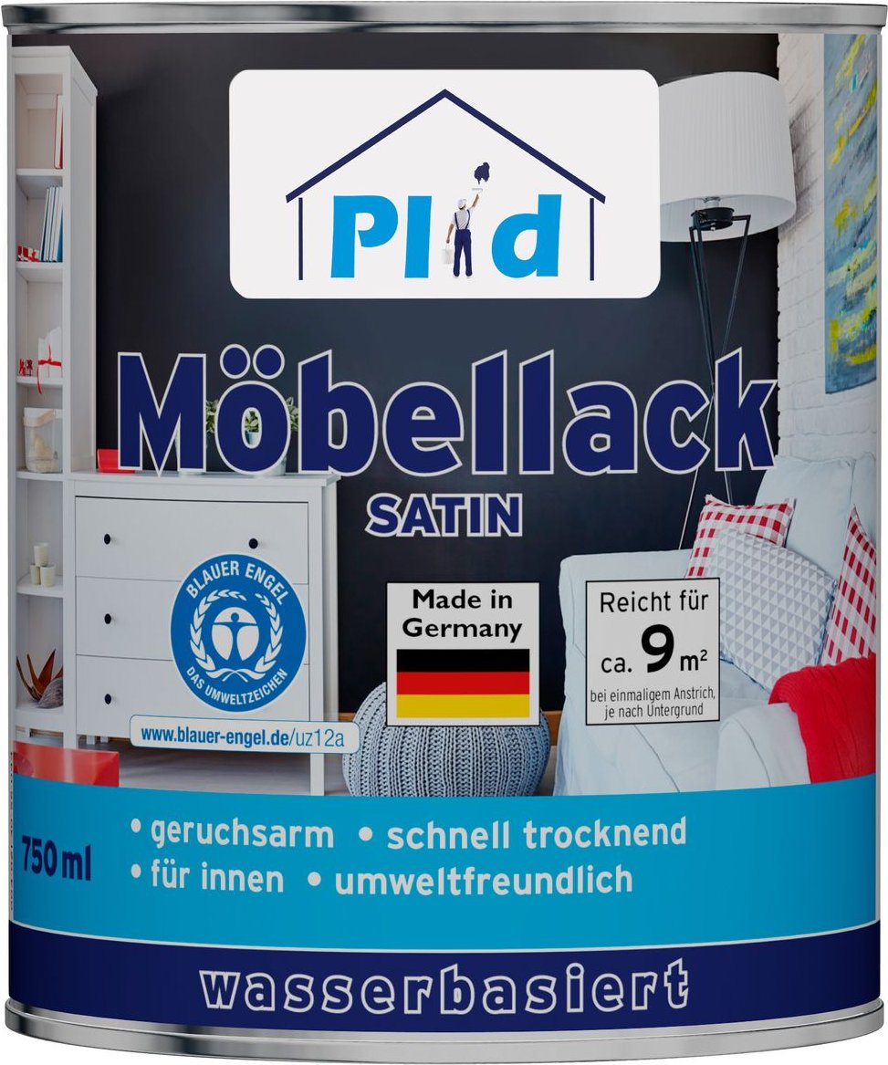 Möbellack 0,75L Weiß Satin / Türenlack Holzlack Spielzeugfarbe Acryllack Lack
