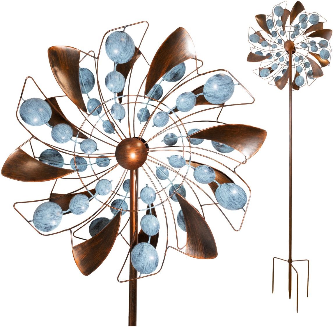 Windrad Fancy mit 2 gegenläufigen Propellern, Gartendeko, Windspiel 213 cm hoch