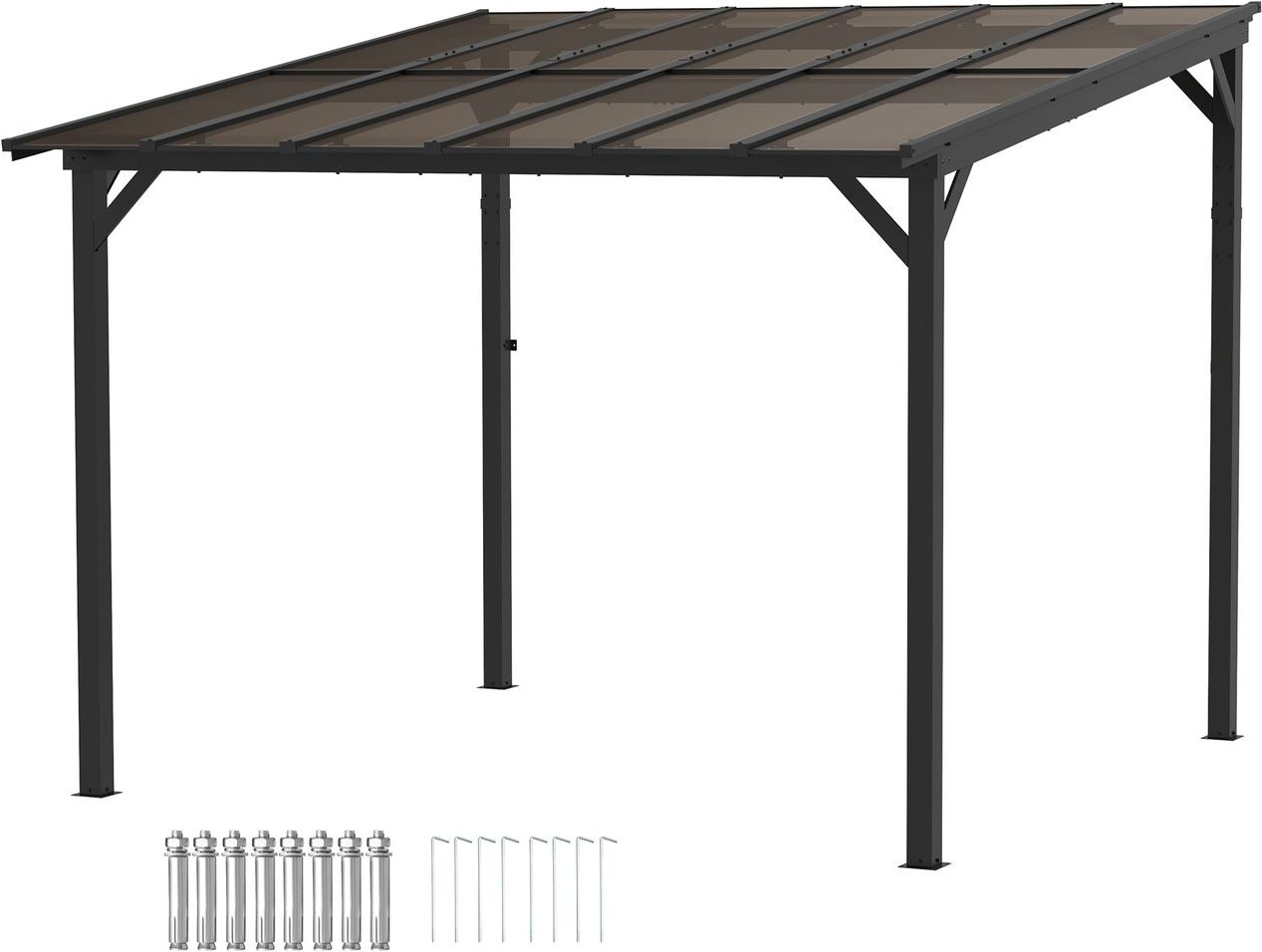 Outsunny Pergola Pavillon ca. 3x3m, Wasserdicht, Stabil, Winterfest Metall