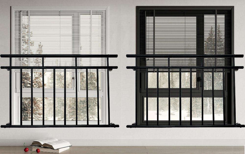 Balkongeländer 90 x 128 cm, verzinkt mit Pulverbeschichtung, schwarz