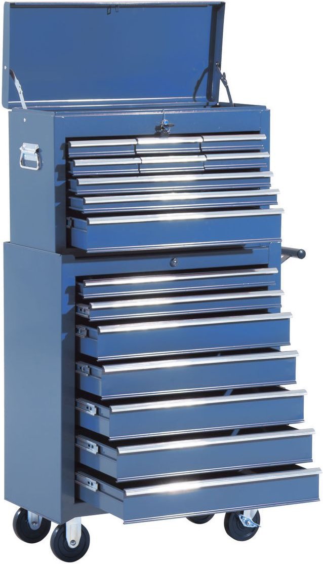 Fahrbarer Werkzeugwagen Werkstattwagen Rollwagen Werkzeugkasten (Blau)