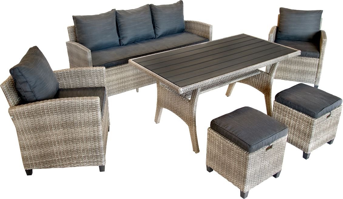 6tlg. Ecklounge Dining-Lounge "Prato II" grau