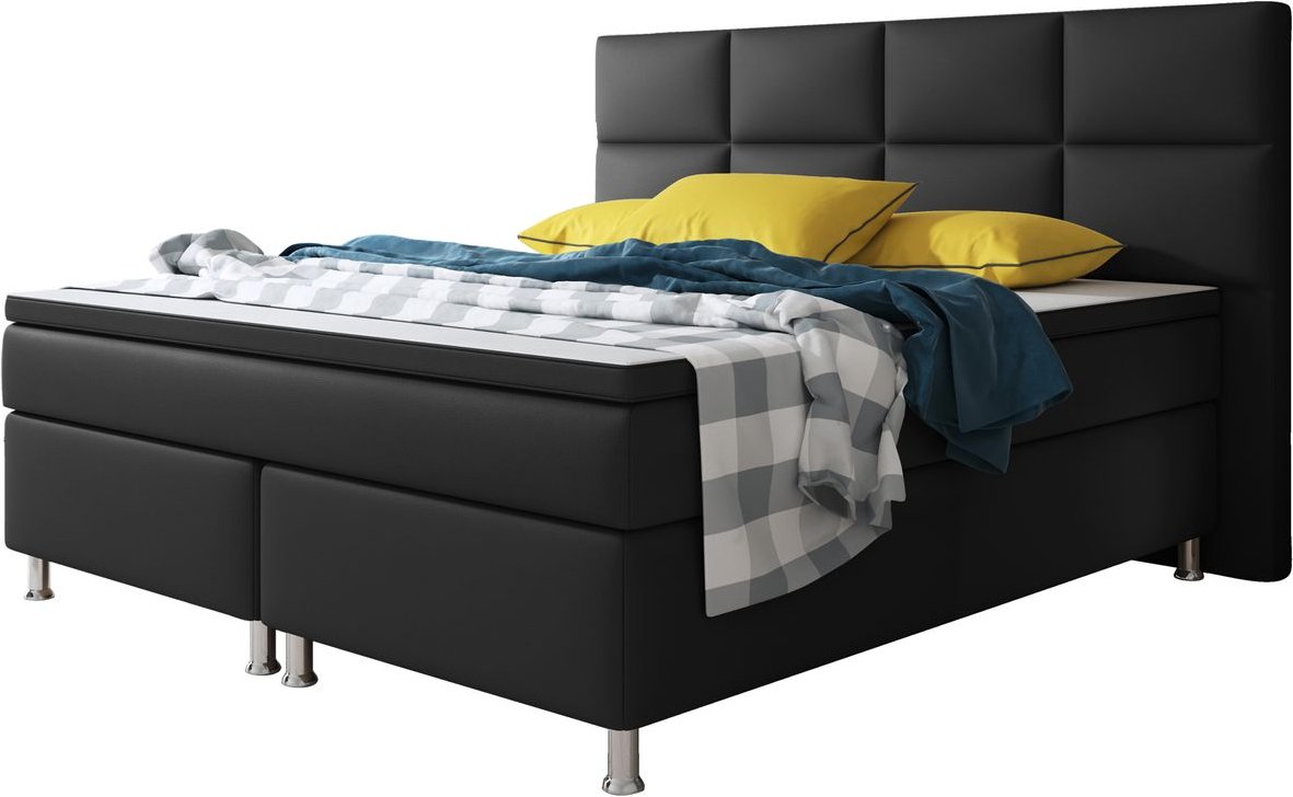 Boxspringbett Miami 180x200 cm Kunstleder Schwarz
