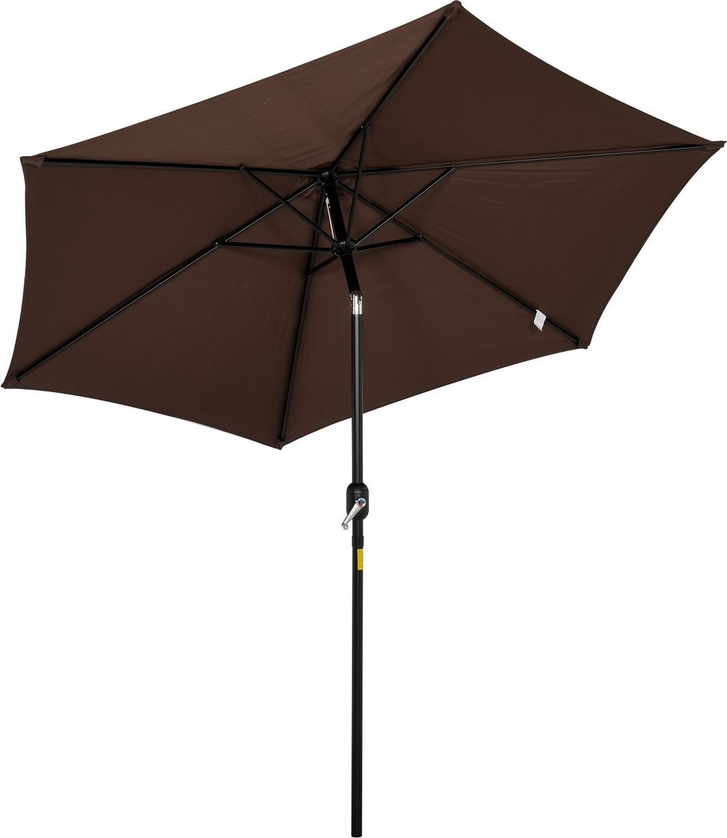 Knickschirm Sonnenschirm mit Handkurbel Alu 180/ Polyester Braun Ø2,7 x 2,35 m