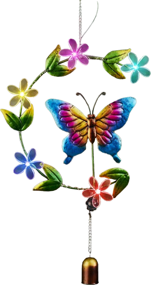 I-Glow LED-Solar-Hängeleuchte "Glöckchen" - Schmetterling Front