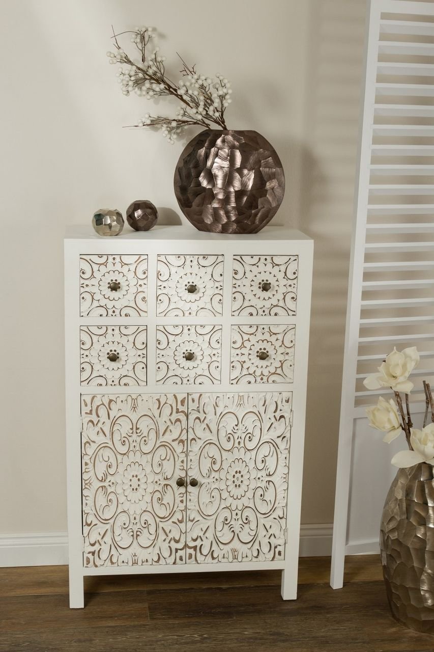 My Flair Schrank, zwei Türen, sechs Schubladen, FSC - Korpus Weiß