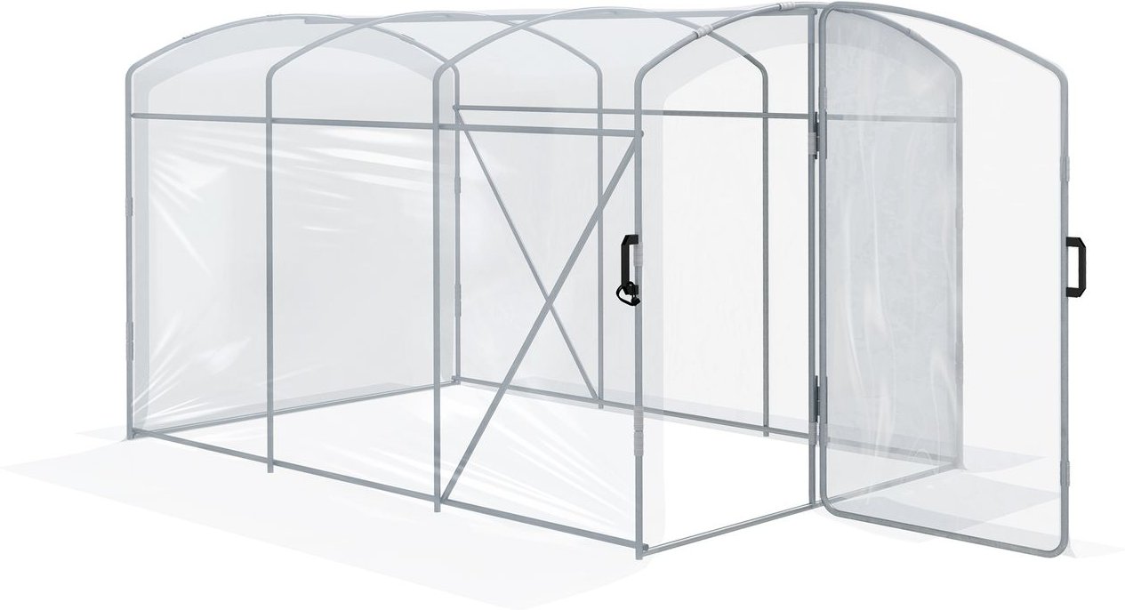 Outsunny Foliengewächshaus 3x2x1,95 m Tunnel-Gewächshaus Winddichtes Tomatenhaus