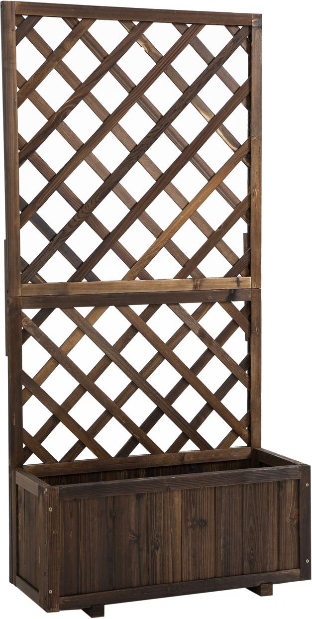 Pflanzkasten mit Rankgitter & Rankhilfe für Kletterpflanzen Garten Holz verkohlt 72,5x31,5x149,5cm