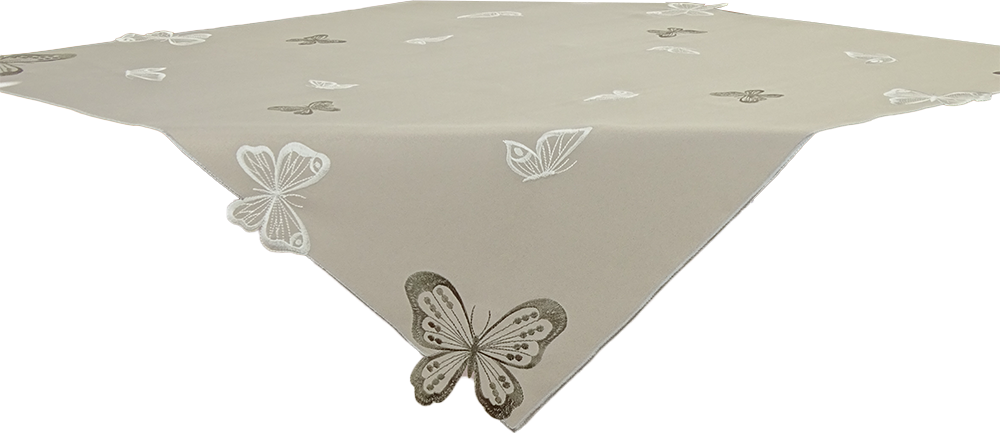 Tischwäsche mit besticktem Konturensaum