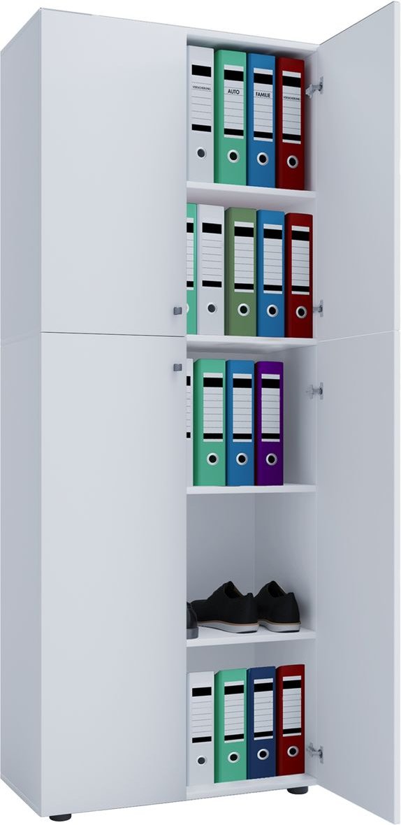 Thumbnail - Büroschrank Lona 5-Fach mit Drehtüren weiß