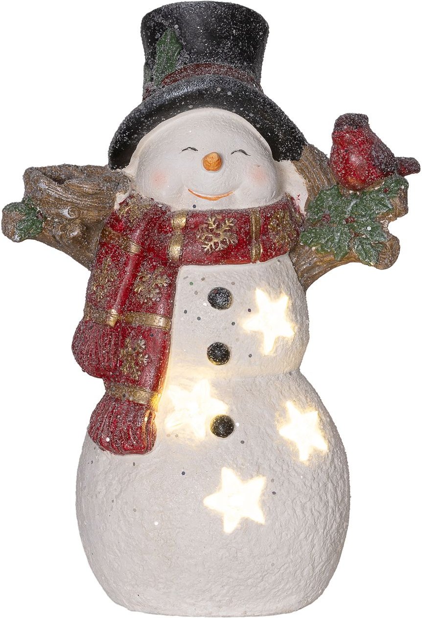 Thumbnail - HOMCOM Weihnachtsdeko Figur 38 cm Schneemann mit Vögel LED-Licht Weihnachten