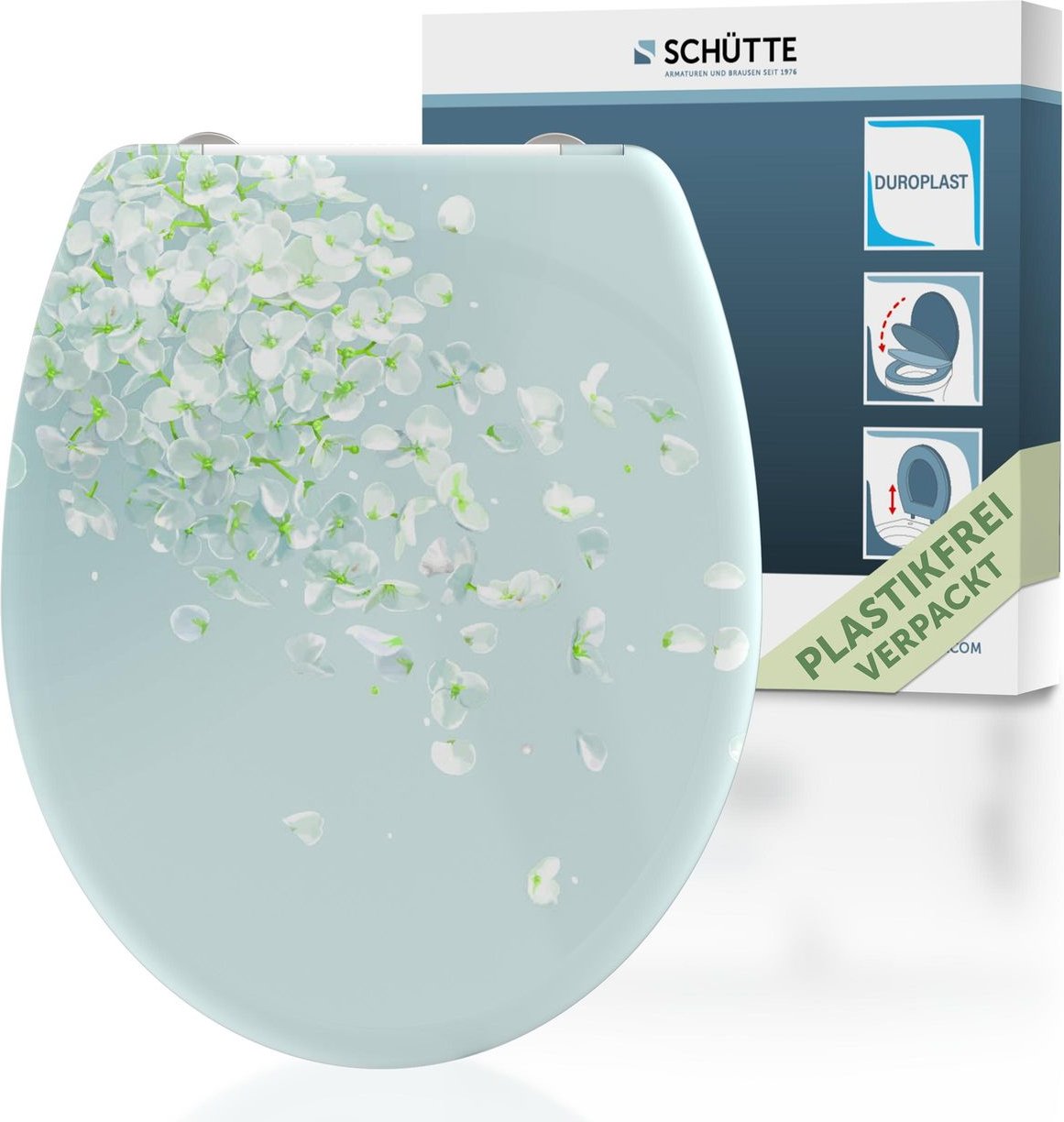 Duroplast WC-Sitz FLOWER IN THE WIND, mit Absenkautomatik und Schnellverschluss