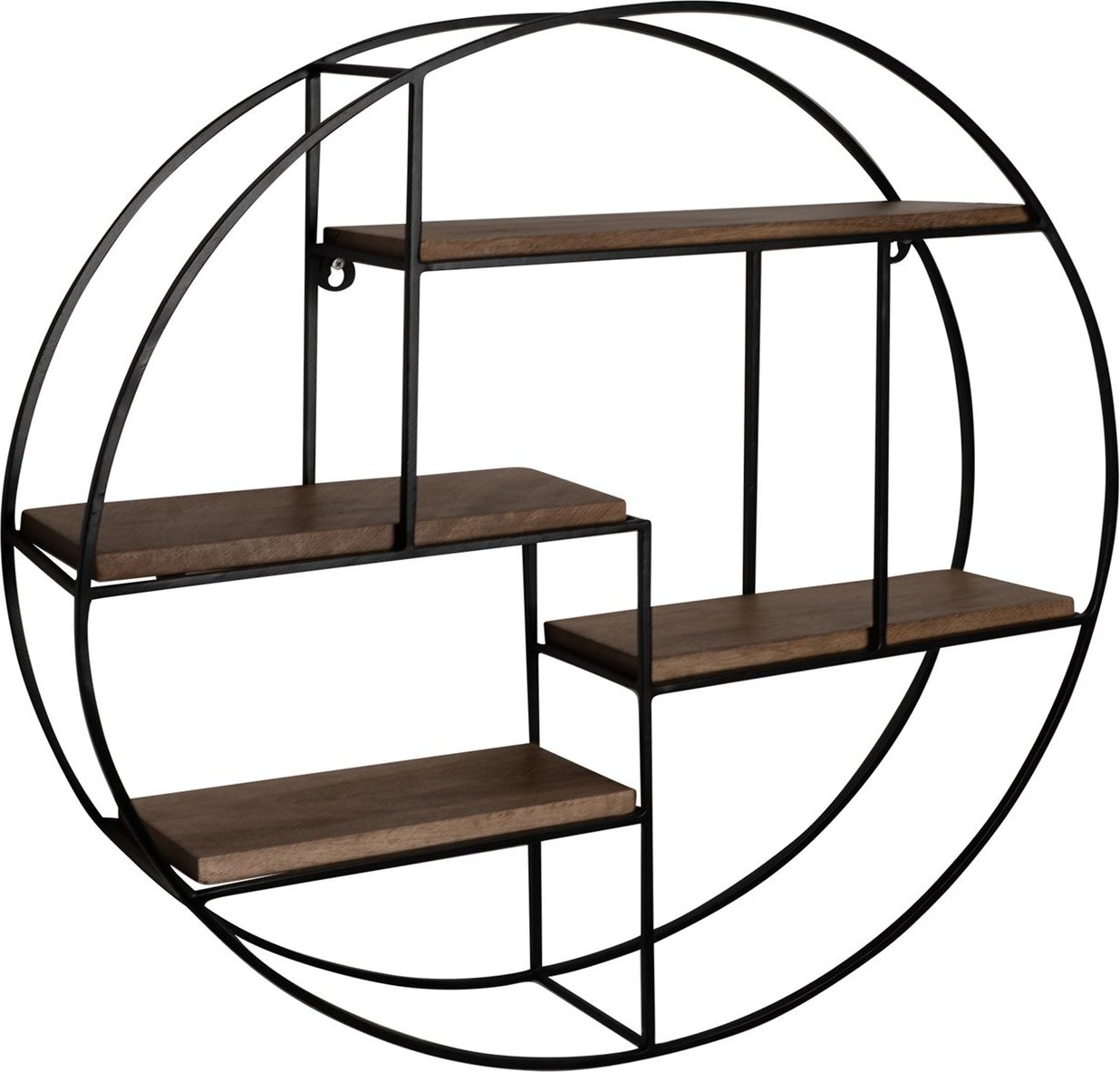 Wandregal Holz Metall 70x70x18 cm Hängeregal Regal Rund Massiv Modern Bücherregal Wand