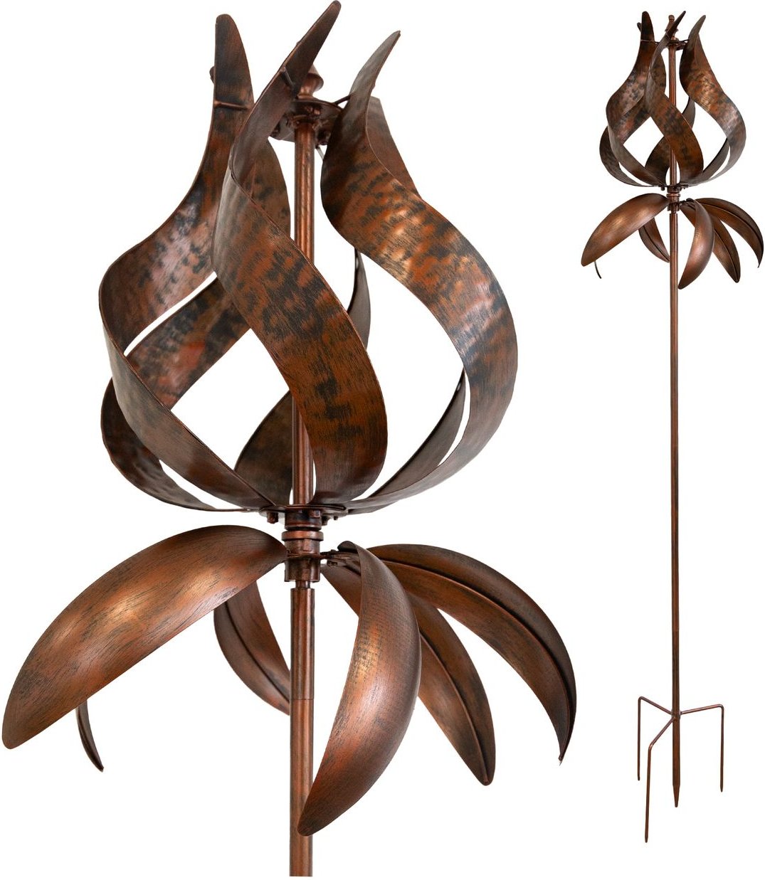 LEMODO Windrad Tulipa mit gegenläufigen Rotoren | Gartendeko in 3 Höhen aufbaubar