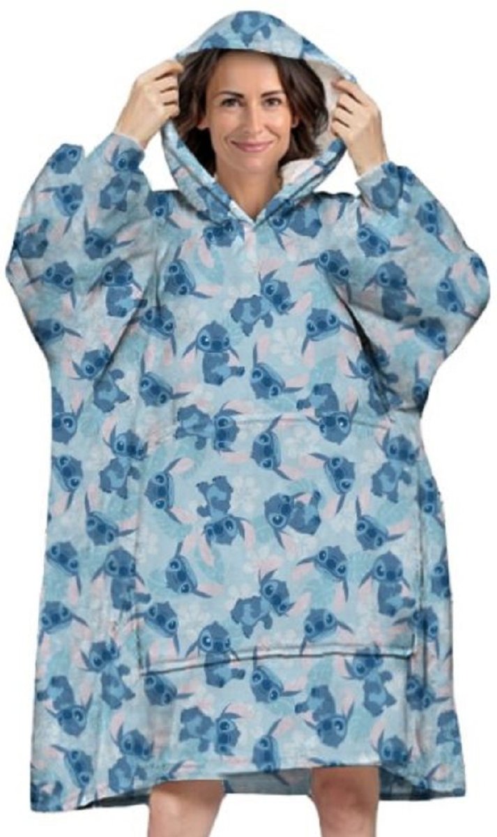 Lilo & Stitch Kuscheldecke mit Kapuze – Coral Fleece Onesize