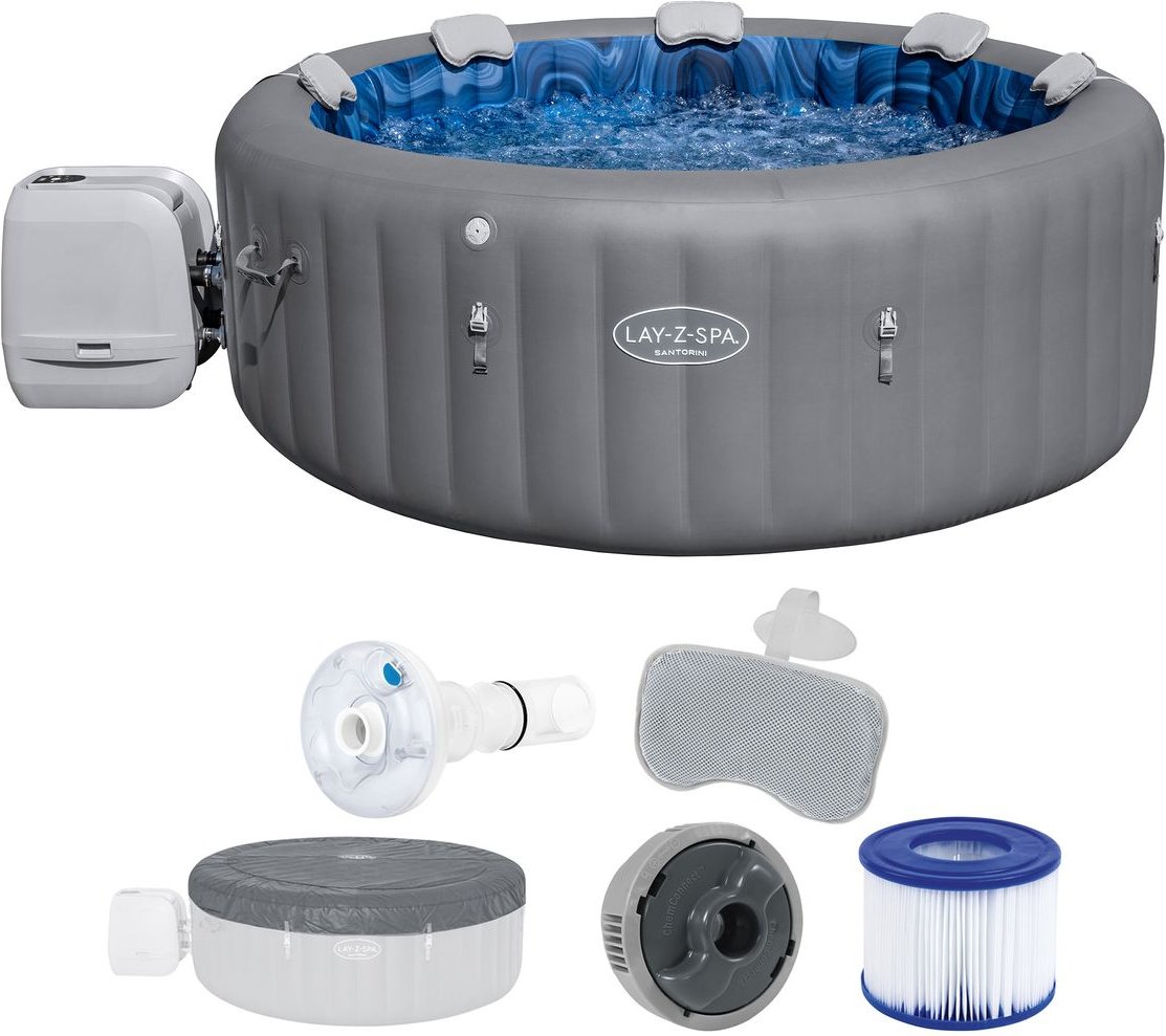 LAY-Z-SPA® Energiespar-Whirlpool Santorini HydroJet Pro™ + App-Steuerung, 7 Pers. 216x80cm