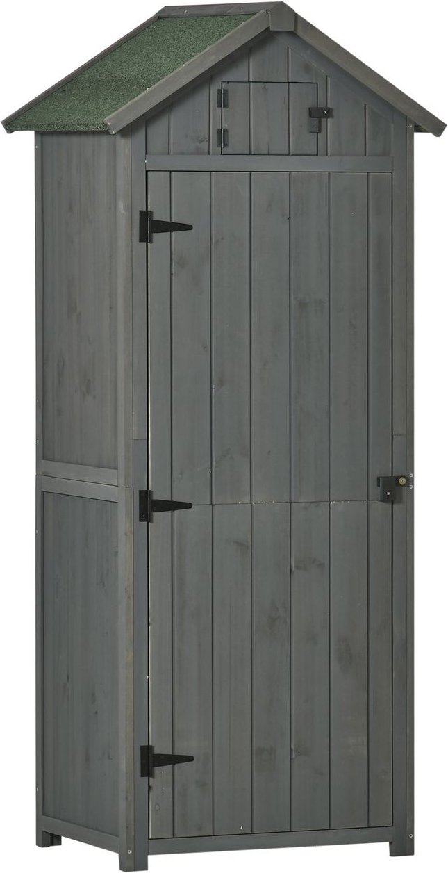 Thumbnail - Gartenschrank Geräteschuppen mit Fachböden Asphaltdach Holz Grau