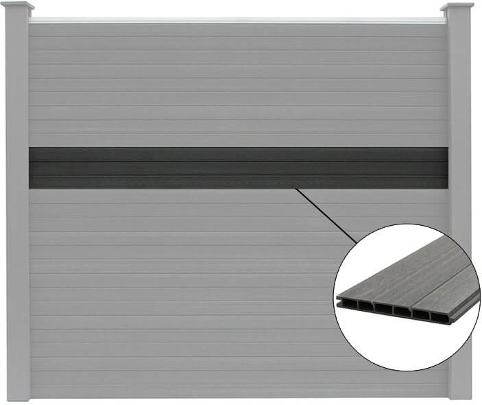 WPC-Sichtschutzzaun CORTEZA - 2x Ersatzpaneel 170 cm - Schwarz