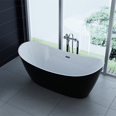 freistehende Acryl-Badewanne 170x80 cm elegant inkl. Siphon Überlaufschutz leicht zu pflegende Oberfläche extra starker ...