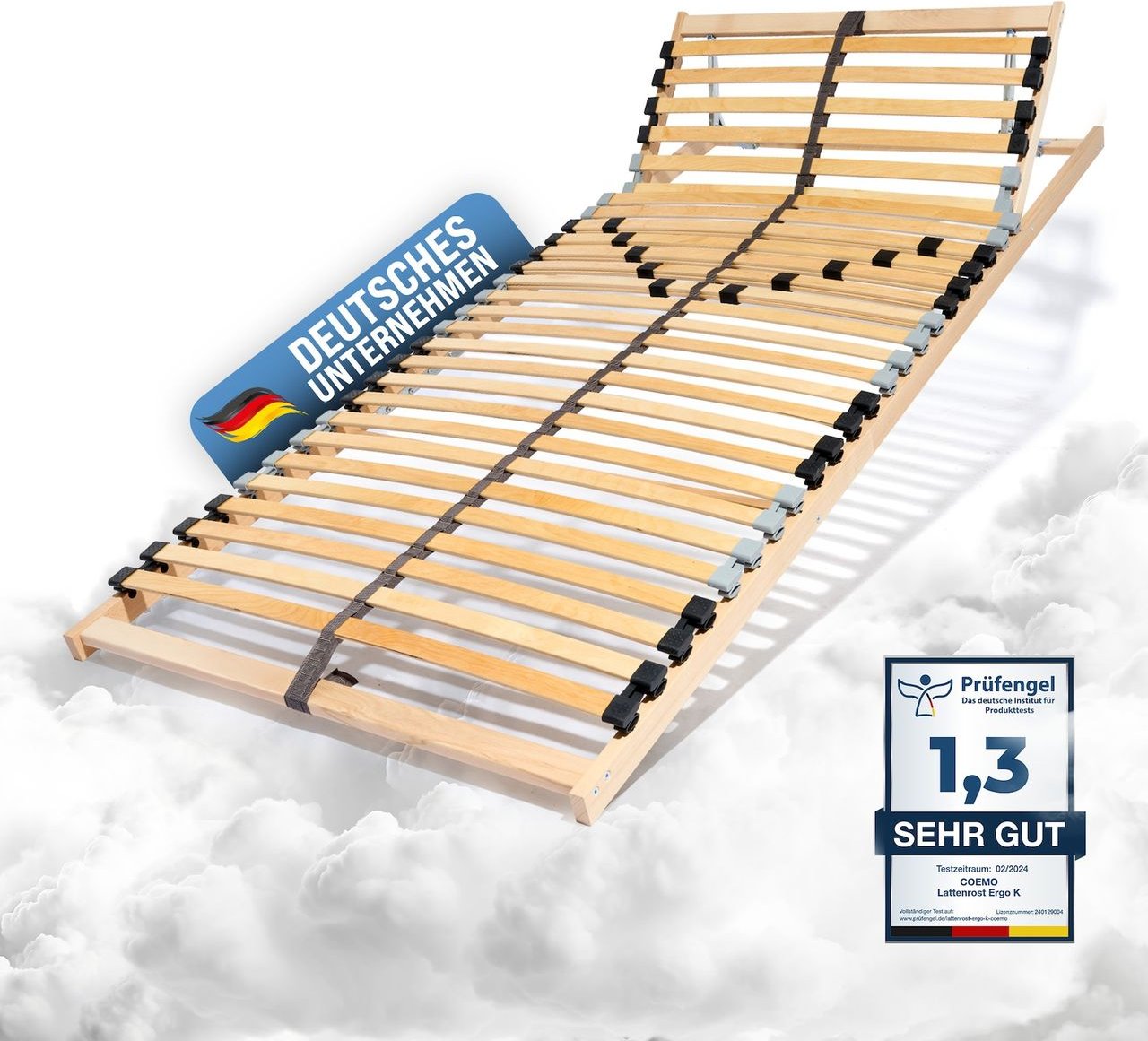 7-Zonen- Lattenrost Ergo 100 x 200 cm , Kopfteil verstellbar, zerlegt