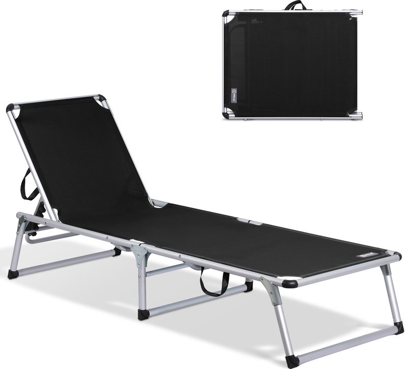 HOMECALL Strandliege Leicht Alu Sonnenliege, 5 fach Verstellbare Rückenlehne, bis 120KG