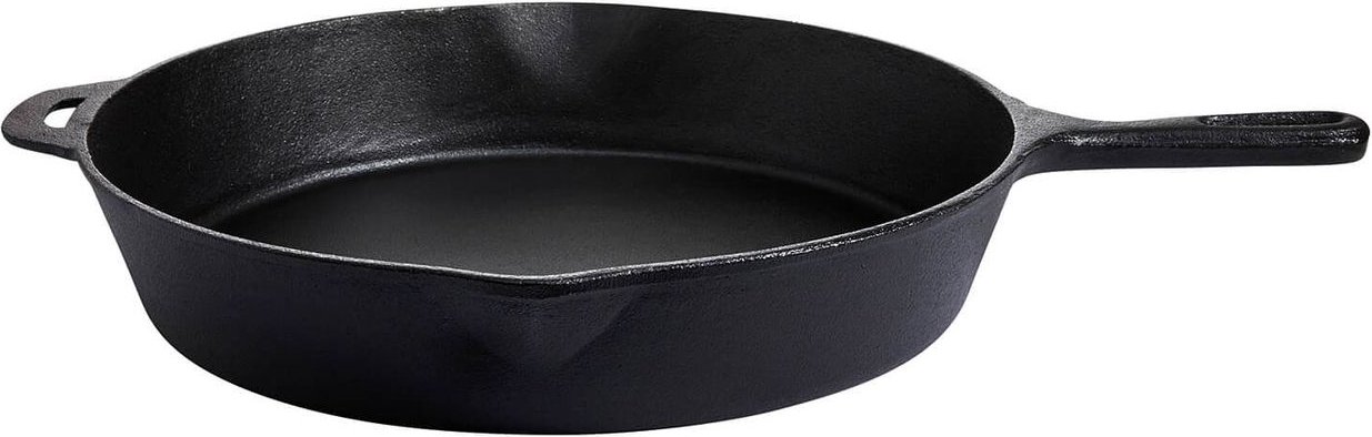 Gusseisen-Pfanne mit kurzem Stiel, rund, schwarz, 30 cm Durchmesser