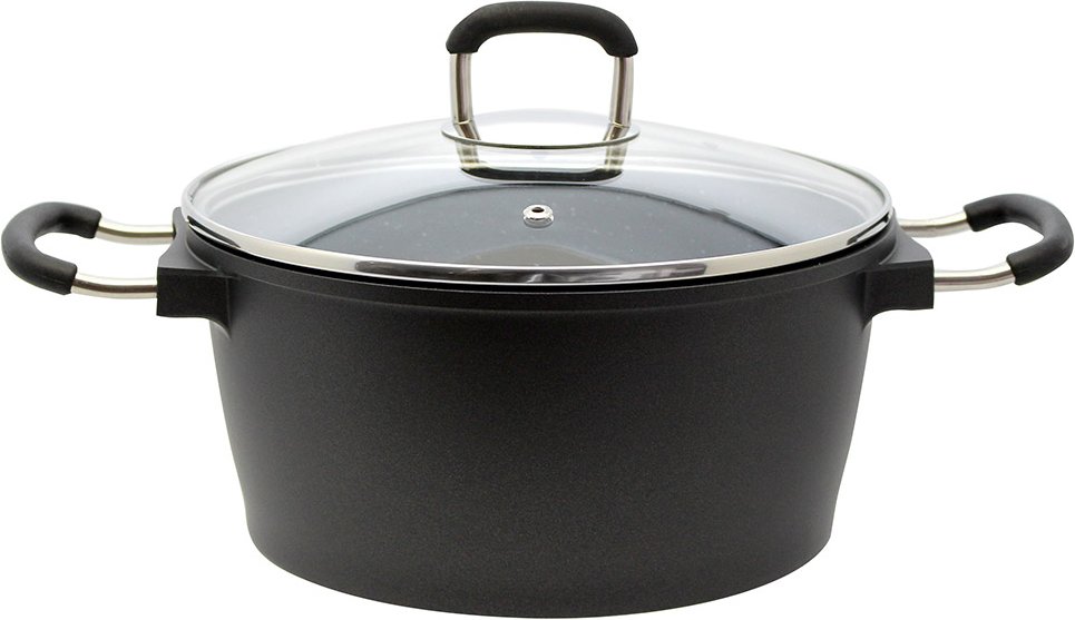 Aluguss-Topf mit Glasdeckel Hamar, Ø ca. 20 cm - Schwarz