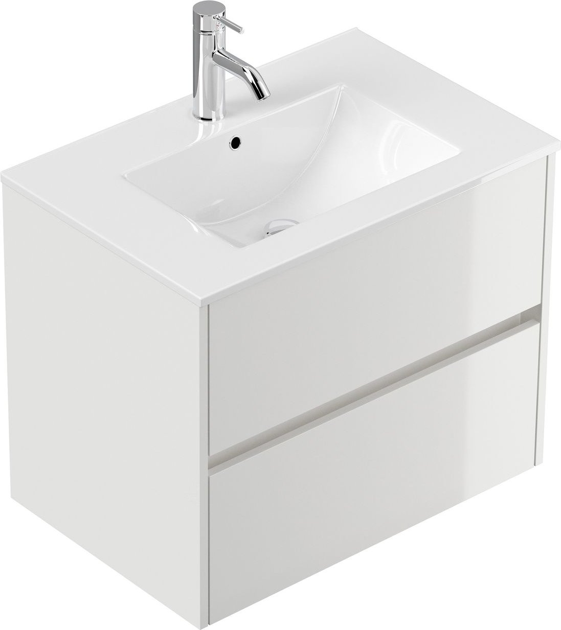 Badmöbel Limes & Waschtisch 70cm 2 Greifraum SoftClose Auszüge weiß Hg