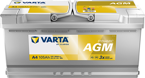 Thumbnail - VARTA Dynamic AGM A4 Autobatterien 605901095K262, A4, 12 V, 105 Ah, 950 A