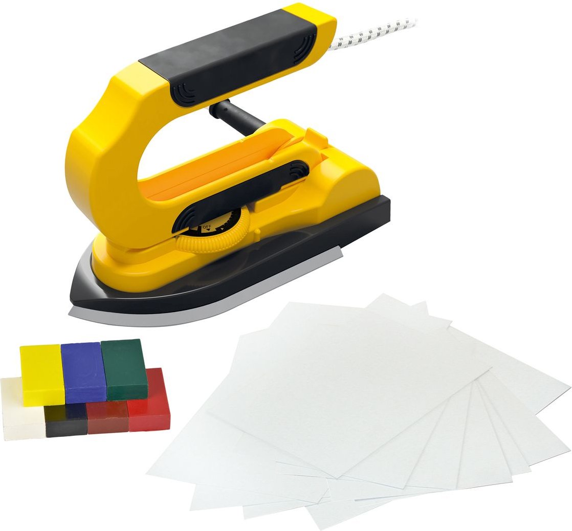 Encaustic-Bügeleisen Set mit Wachsmalfarben und Malkarten