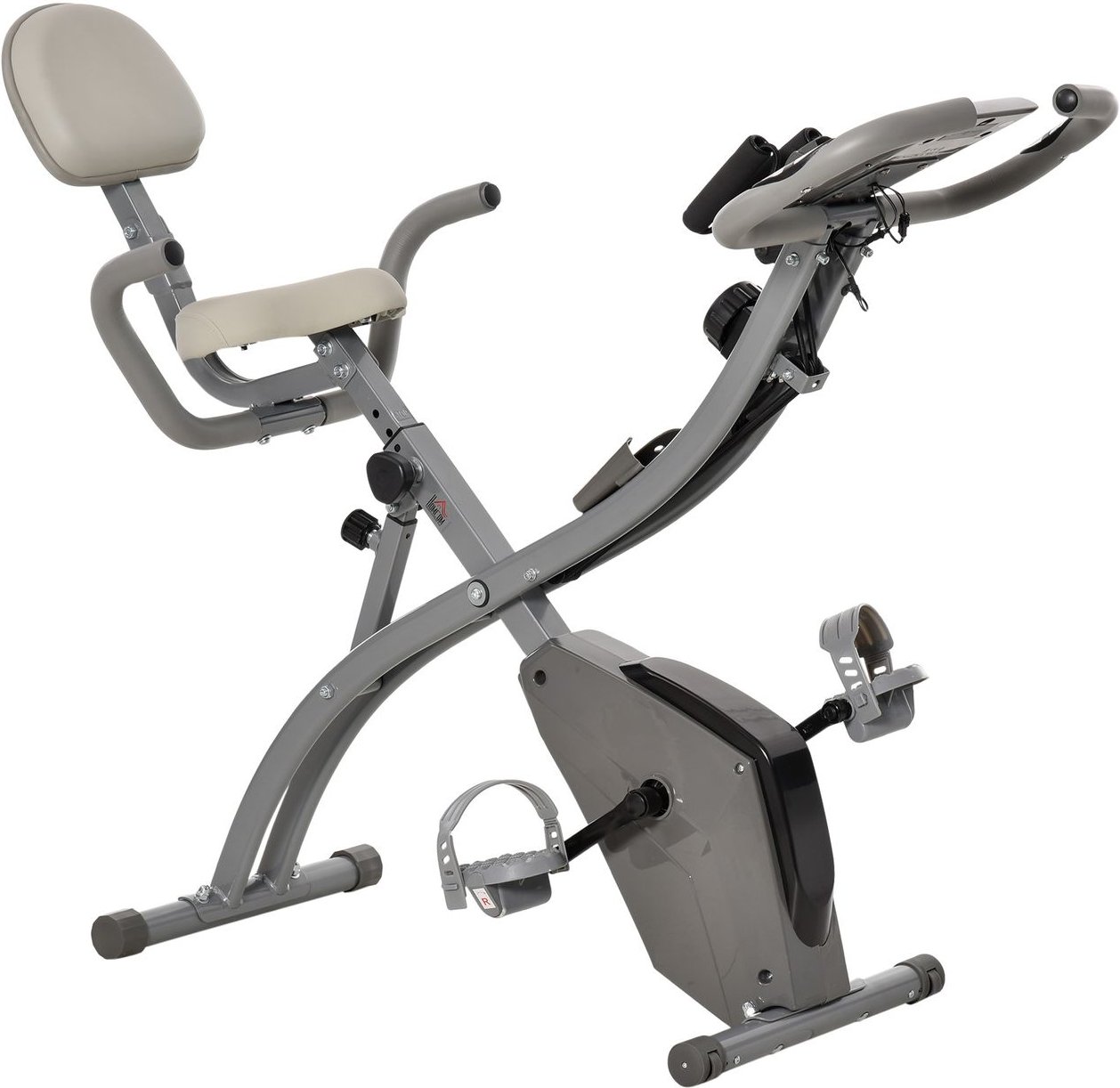 Heimtrainer 2-in-1 Fahrradtrainer LCD-Display klappbarer Hometrainer Grau 97x51x115 cm