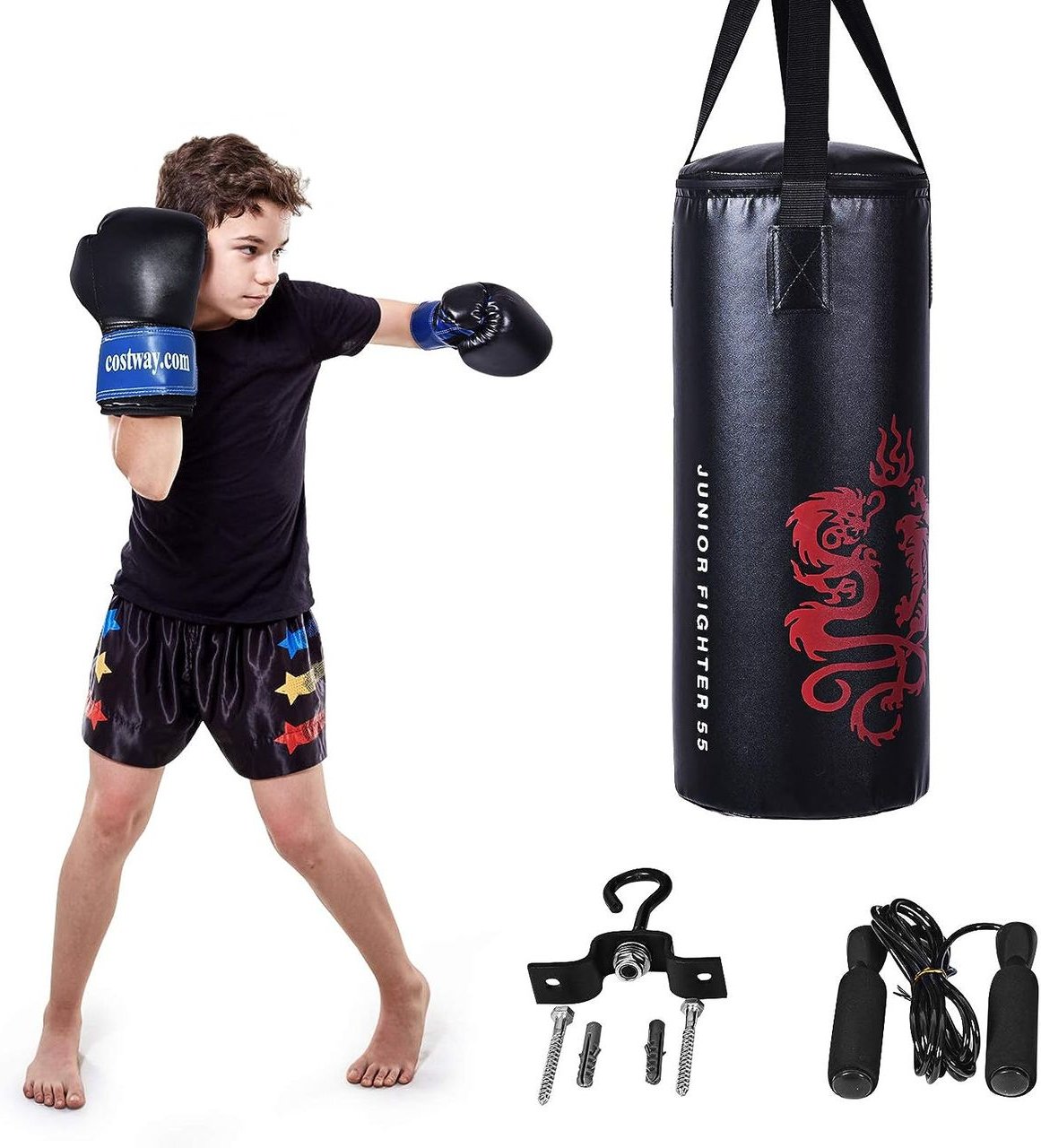 10KG Boxsack-Set mit 8oz Boxhandschuhen und Springseil