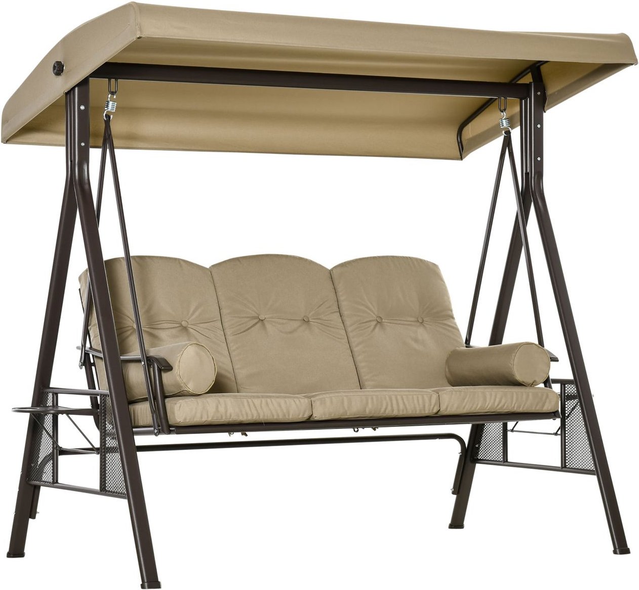 3-Sitzer Hollywoodschaukel Gartenschaukel mit Sonnendach Kissen Grau 116x206x183cm