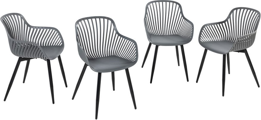 4er Set aus Metall-Stühlen - Grau