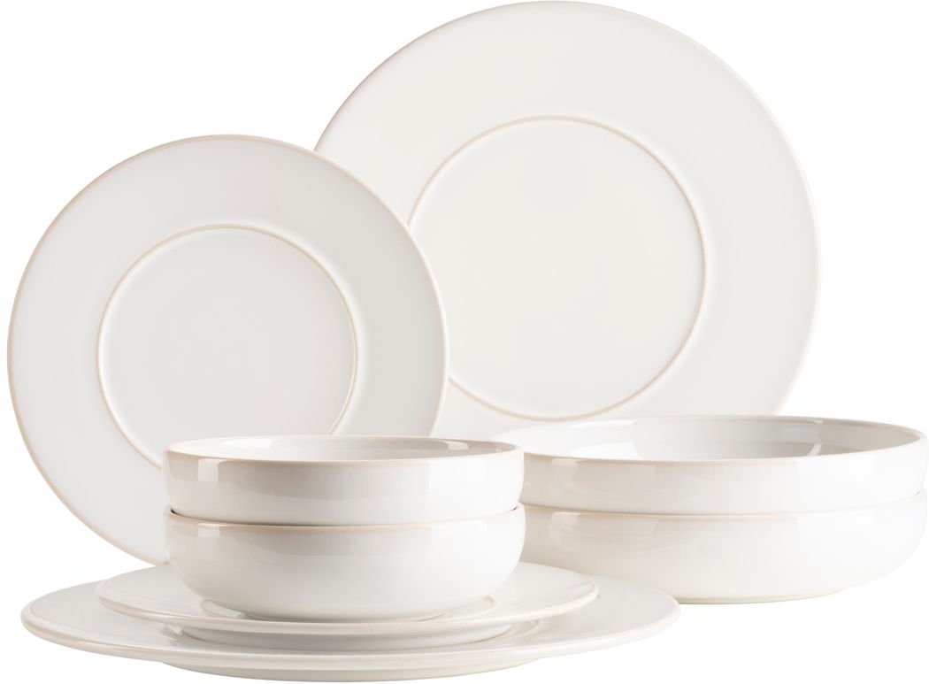Serie Unico, Kombiservice für 2 Personen, Steinzeug, Weiß
