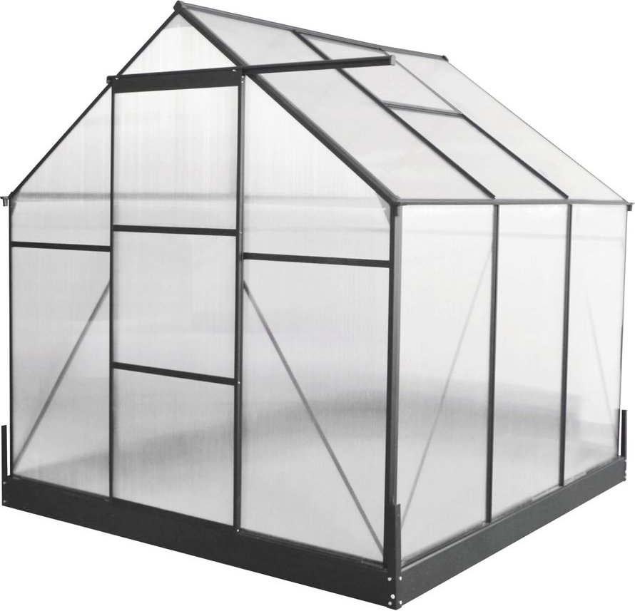 Aluminium Gewächshaus mit Dachfenster "Hanoi" , ca. 190 x 190 x 207 cm - Silber