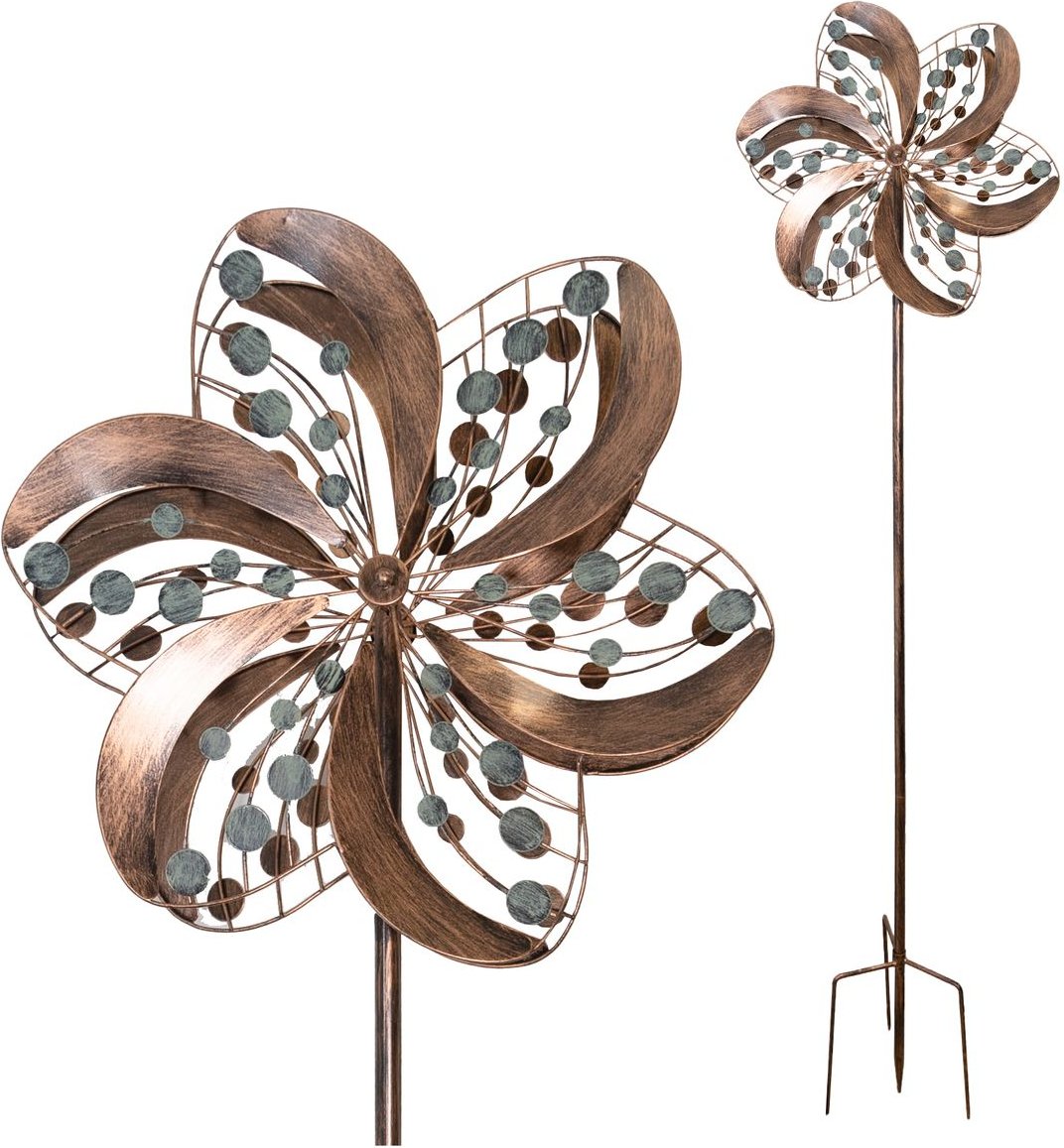 Windrad “Blossom” mit 2 gegenläufigen Propellern, Windspiel 213 cm hoch