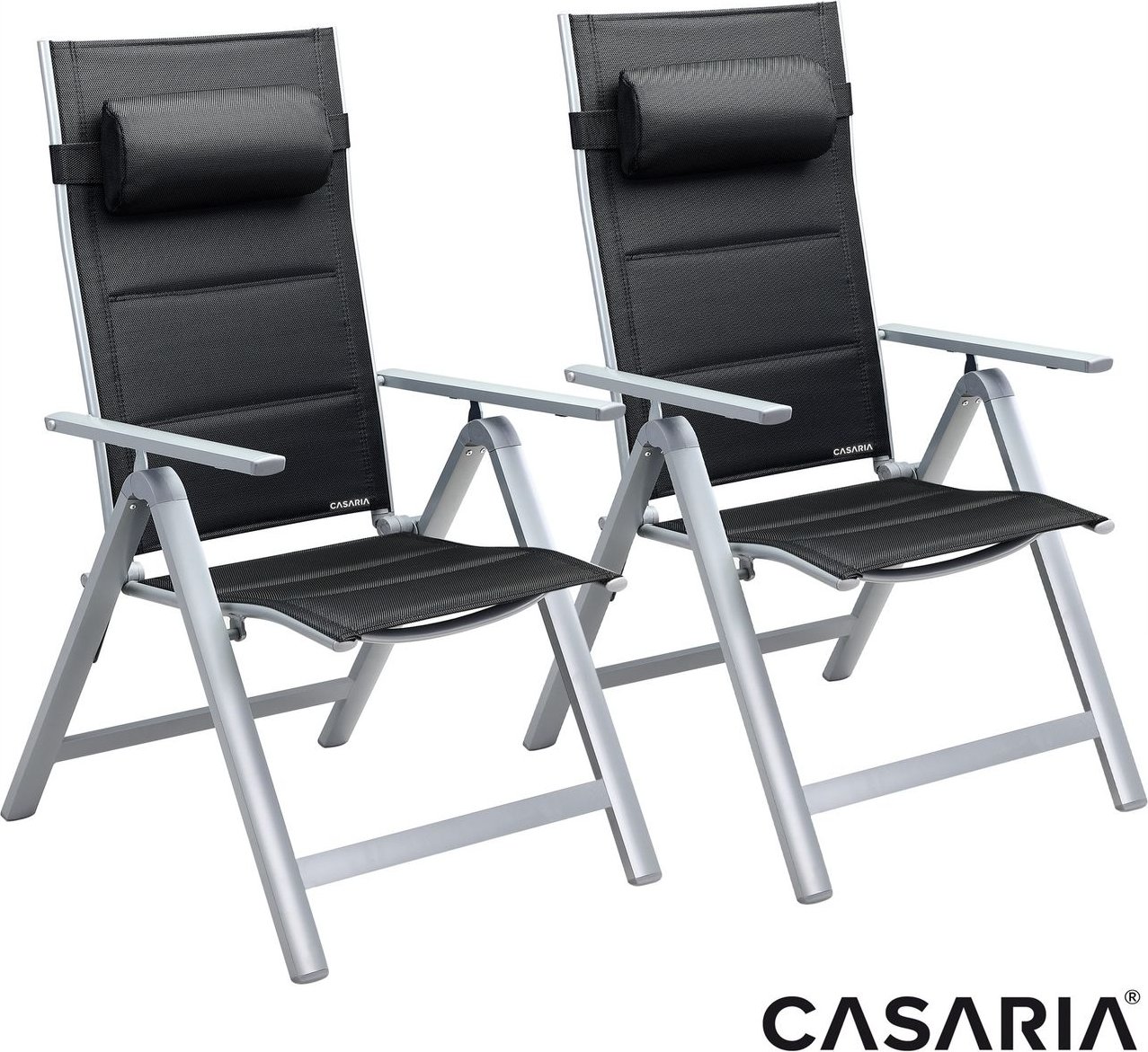 Thumbnail - Casaria Gartenstuhl Bern Premium 2er-Set Silber gepolstert