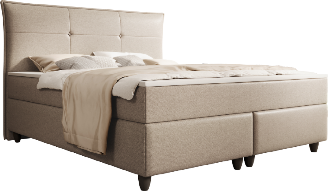 Boxspringbett Emden 180x200cm Webstoff Hellgrau